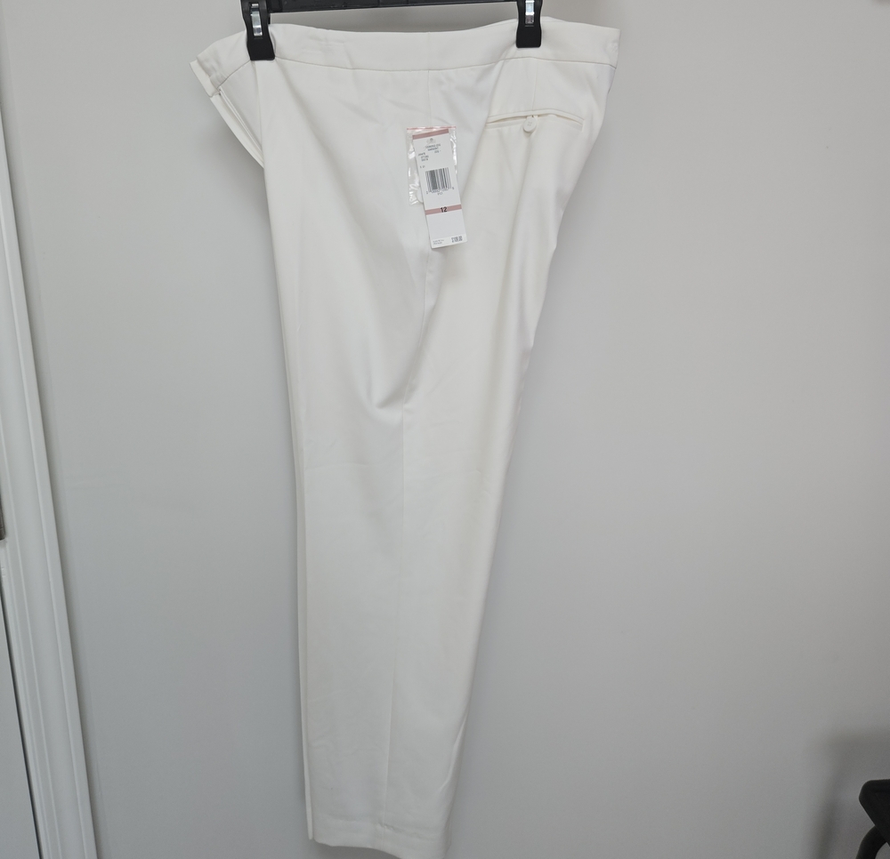 Jones New York White Straight‑Leg Pants – Women’s Size 12, NWT